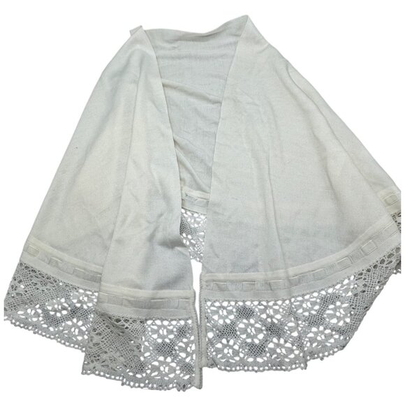 OXford Lace Trim Open Front White Cardigan wrap With Delicate Crochet READ - Picture 1 of 9